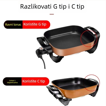 Korejskog stila kvadratni poklop za električni lonac promjera 30 cm, kaljeno staklo, univerzalno za kvadratne posude, set dodatnog pribora