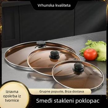 Poklop od kaljenog stakla za lonce i wokove, univerzalni poklop od nehrđajućeg čelika, pogodan za posude s neprijanjajućim dnom