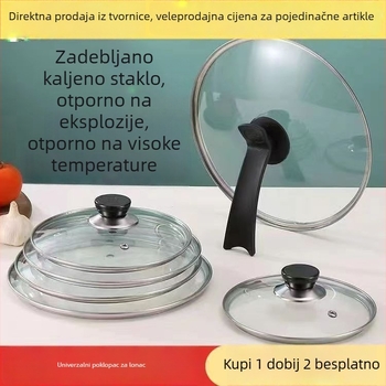 Poklop od kaljenog stakla s plastičnim držačem za wok, tavu i lonac