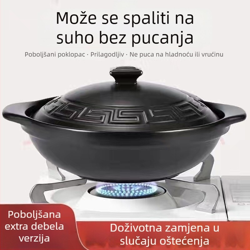 Glinena posuda za kuhanje riže, pogodna za kuhanje na plinskom štednjaku, keramička posuda za juhe, mala veličina, 2.1–3 L