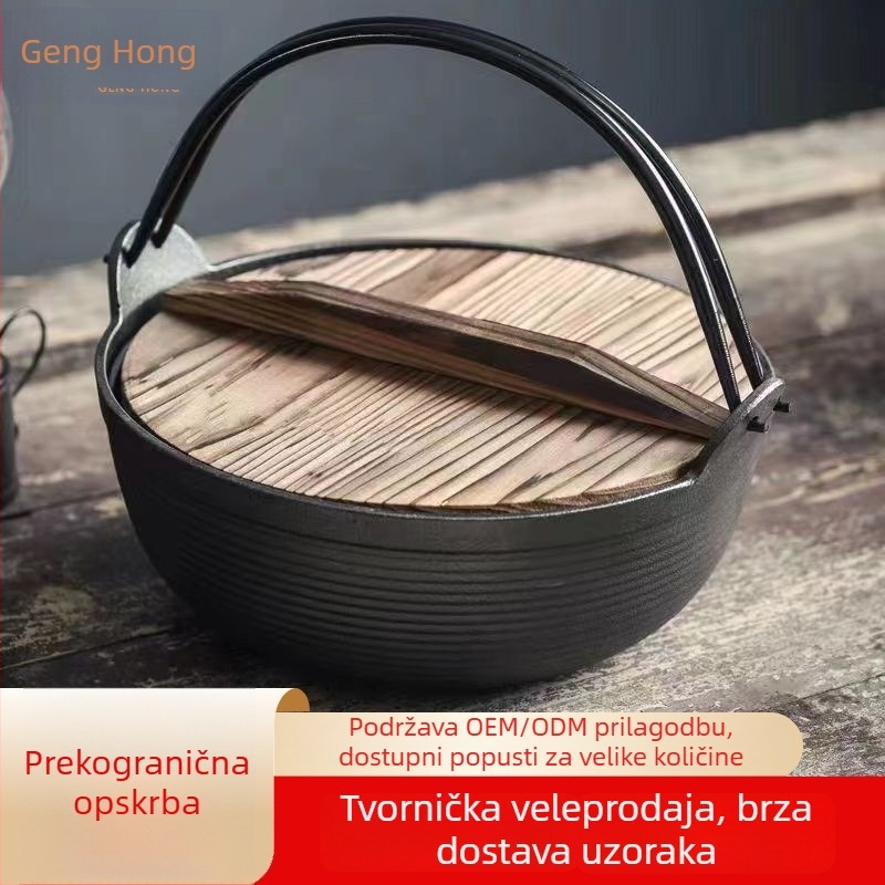 Japanski sukiyaki lonac od lijevoga željeza bez premaza