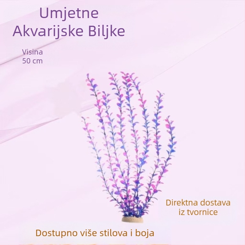50 cm Umjetno bilje za akvarij – dekorativne plastične vodene biljke za akvarij