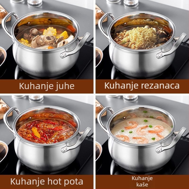 Debeli nehrđajući čelik, posuda u obliku jabuke, za kućnu upotrebu, 24 cm, velik kapacitet za juhe, tjesteninu i hot pot, kompatibilna s indukcijskom i plinskom pločom