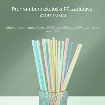 Šarene, individualno pakirane prozirne slamke za napitke — tanke slamke za sokove, sojino mlijeko i smoothie, dugačke ravne slamke