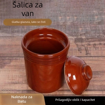 Keramički lonac za gulaš s posudom juhe i glinenom posudom, za gulaš od goluba i crnog pilića, parna kutija