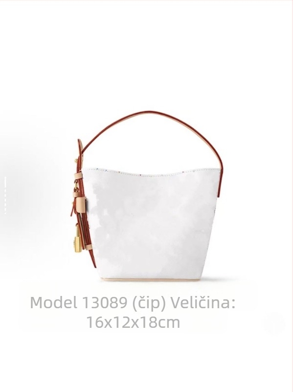 Donkey25 Novi model Allinbb Monogram torbica za crossbody za žene – Bijela kožna bucket torba, cilindrični oblik, jedna naramenica