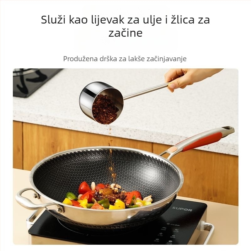 Žlica od nehrđajućeg čelika 316 s dugim držalom za izlijevanje vrućeg ulja, mali spremnik za ulje, žlica za juhu