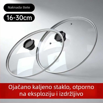 Kapak od kaljenog stakla za kućnu upotrebu, pogodan za velike i male tavice i posude za paru, s držačem, 30 cm/32 cm, prozirni poklop, može stati uspravno