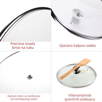 Kapak od kaljenog stakla za kućnu upotrebu, pogodan za velike i male tavice i posude za paru, s držačem, 30 cm/32 cm, prozirni poklop, može stati uspravno