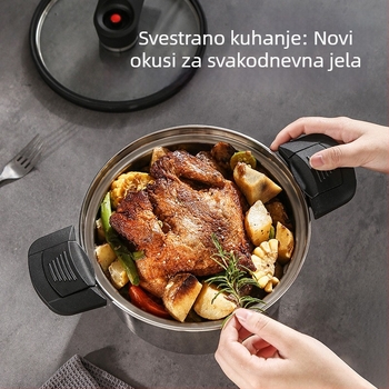 Debeli 304 nehrđajući čelik — mikro tlak kuhač, lonac velike kapacitete za gulaš, pogodan za plin i indukciju