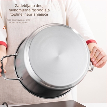 Europski stil debela nehrđajuća čelična jušna posuda s parom, veliki kapacitet, dvostruke ručke, staklena poklopac, 3,1–4 L, 400-serija
