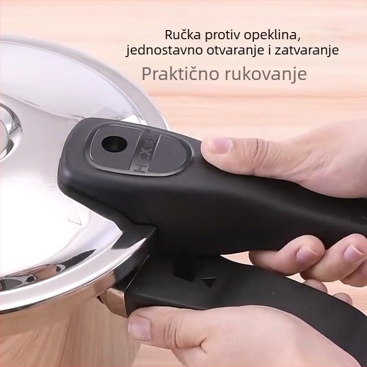 Chengxing posuda za tlak od nehrđajućeg čelika s debelim dnom, visok tlak, nelepiva unutrašnjost, pogodna za indukcijsku ploču i plamen, kućno kuhanje riže