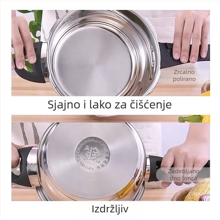 Chengxing posuda za tlak od nehrđajućeg čelika s debelim dnom, visok tlak, nelepiva unutrašnjost, pogodna za indukcijsku ploču i plamen, kućno kuhanje riže
