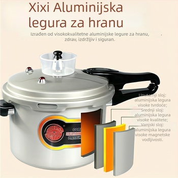 Aluminijski tlakova lonac s retro stilom, velika zapremina, promjera 24 cm, pogodna za plinski štednjak, za 3-4 osobe