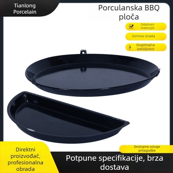 Lijena emajlirana tava za pečenje, okrugla, za pripremu hrane i pečenje na maslacu