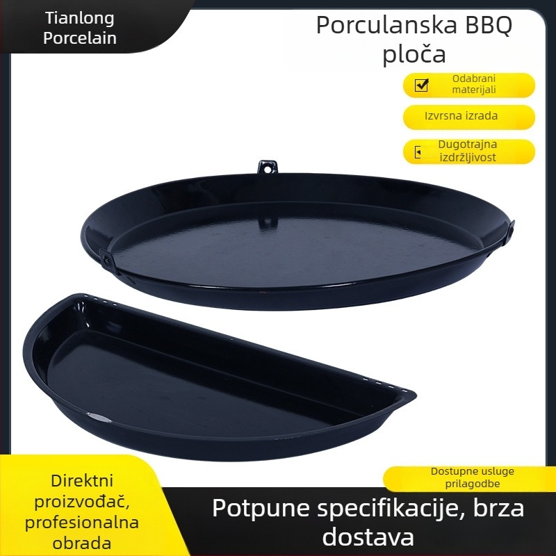 Lijena emajlirana tava za pečenje, okrugla, za pripremu hrane i pečenje na maslacu