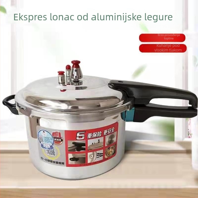 Jiaerle posuda pod tlakom od aluminijske legure, debelo dno, za kućnu i komercijalnu upotrebu, kompatibilna s plinskim štednjakom i indukcijskom pločom, velika kapaciteta 18–28 cm