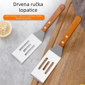 Set spatula od nehrđajućeg čelika s drvenim ručkama za teppanyaki roštilj i kuhanje steakova