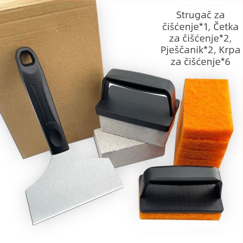 Set alata za čišćenje roštilja sa strugačem, pumice kamen, četkom za čišćenje i lopaticom za čišćenje pećnice