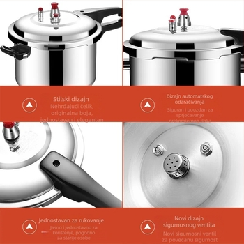 Aluminijski lonac pod tlakom kompatibilan s plinskim i indukcijskim pločama, s umetkom za paru, za kućnu upotrebu