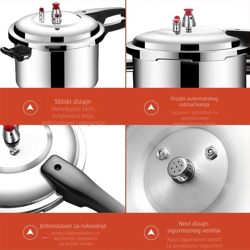 Aluminijski lonac pod tlakom kompatibilan s plinskim i indukcijskim pločama, s umetkom za paru, za kućnu upotrebu