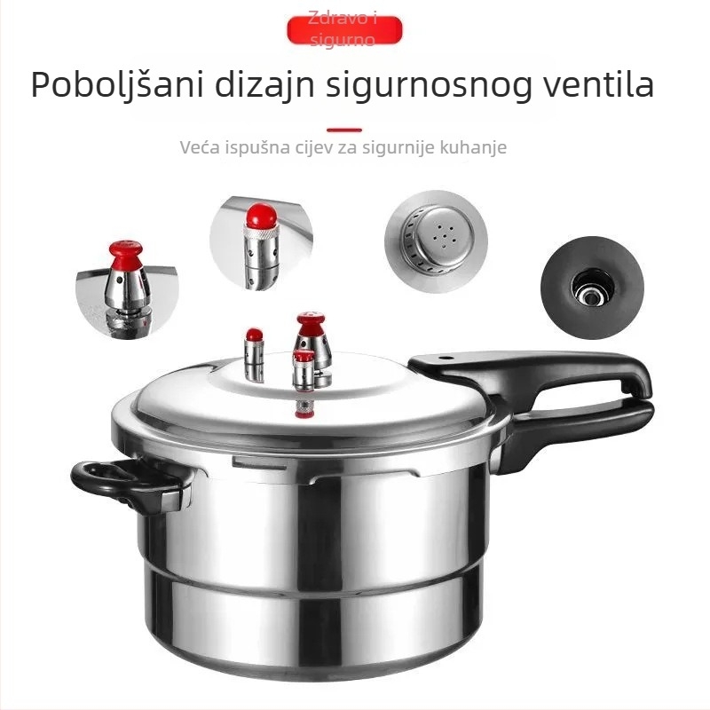 Aluminijski lonac pod tlakom kompatibilan s plinskim i indukcijskim pločama, s umetkom za paru, za kućnu upotrebu