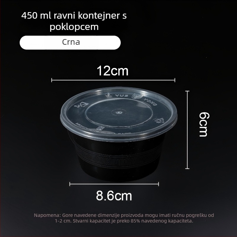 Jednokratna plastična zdjela s poklopcem, 300–1000 ml, kvalitete hrane, za ponijeti obrok.