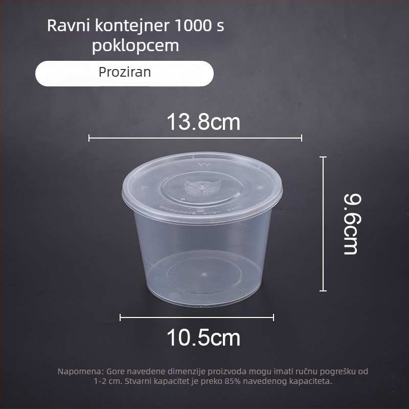 Jednokratna plastična zdjela s poklopcem, 300–1000 ml, kvalitete hrane, za ponijeti obrok.
