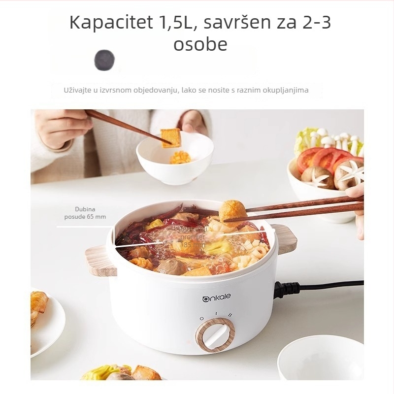 Ankale 1502 Električni kuhalo s parom, keramička neprijanjajuća unutarnja posuda, 2 L kapacitet, kompaktno za 1–2 osobe