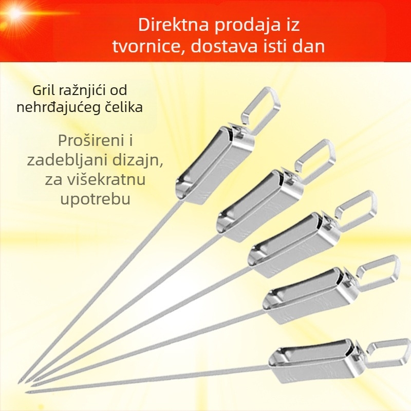 Nehrđajući čelični teleskopski plosnati ražnjići za roštilj