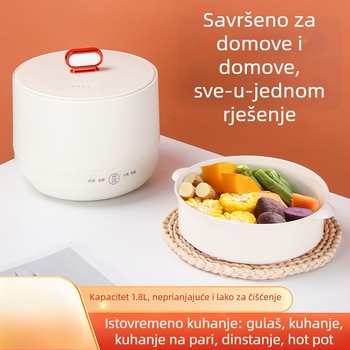 Mini električni lonac za rižu s keramičkim glaziranim unutarnjim loncem, 2 L, višenamjenski neprelijevajući lonac, 450 W, za dom i studentski dom