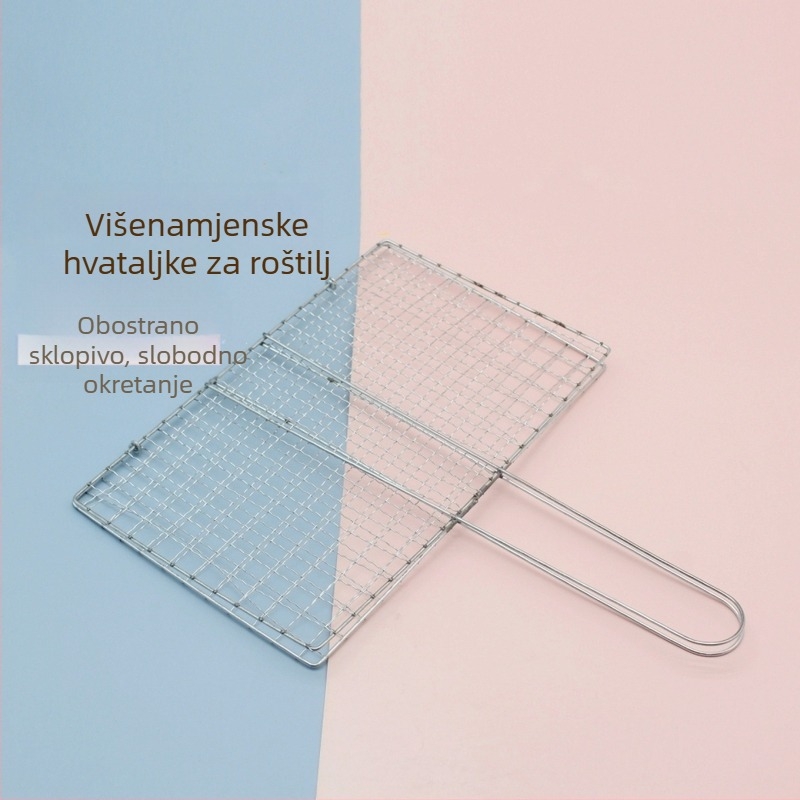 Nehrđajući čelična mreža za roštilj, pravokutna mreža za ribu, klips za roštilj, profesionalni alat za roštilj