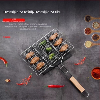 Prilagođena roštiljska mreža za šest hamburgera, mreža za roštilj, ploča za roštilj, kliješte za roštilj, pribor za roštilj