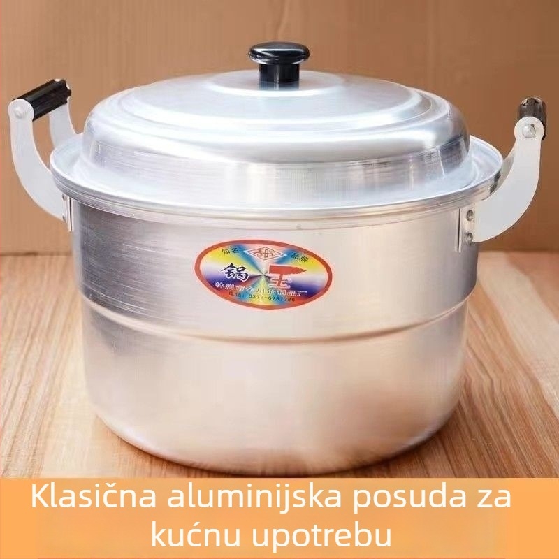 Dvostruki aluminijski parni lonac, starinski dizajn, velik kapacitet juhe, pogodan za plinsku ploču