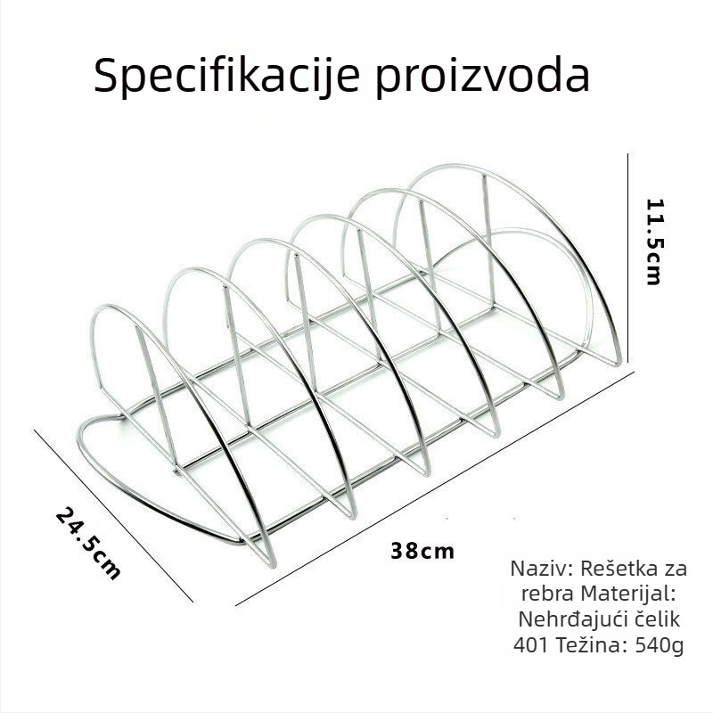 Polukružna grill rešetka za rebra, steak i pileće meso – neprijanjajuća BBQ rešetka