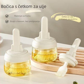 Bočica za ulje sa silikonskom četkom, otporna na visoke temperature, punjivi dozator za kućnu i vanjsku upotrebu za roštilj
