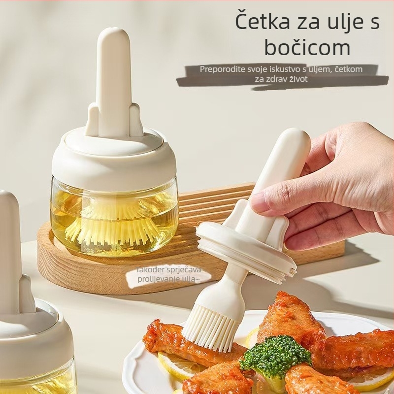 Bočica za ulje sa silikonskom četkom, otporna na visoke temperature, punjivi dozator za kućnu i vanjsku upotrebu za roštilj