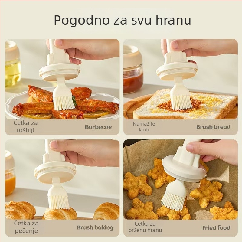 Bočica za ulje sa silikonskom četkom, otporna na visoke temperature, punjivi dozator za kućnu i vanjsku upotrebu za roštilj