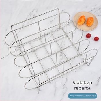 Nerđajući čelični držač za rebra za roštilj – vanjski stalak za janjetinu i steake