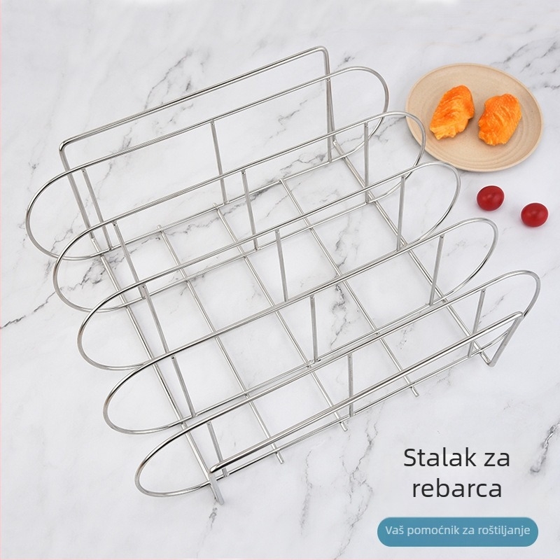 Nerđajući čelični držač za rebra za roštilj – vanjski stalak za janjetinu i steake
