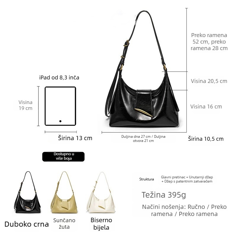 Comparable Beans Crna ženska torbica tipa kanta s jednim remenom, crossbody luksuzni tote 2025