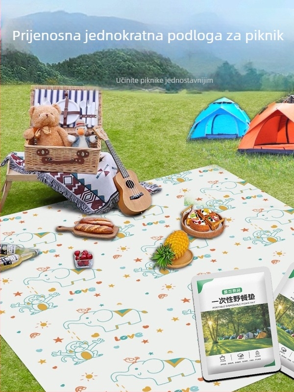 Jednokratna podloga za piknik s dvostrukim slojem tiska, za putovanja i vanjsku upotrebu, pogodna kao stolnjak za restorane i hotele