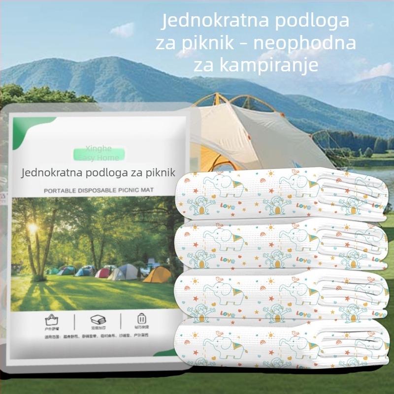 Jednokratna podloga za piknik s dvostrukim slojem tiska, za putovanja i vanjsku upotrebu, pogodna kao stolnjak za restorane i hotele