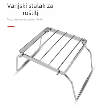Stalak za roštilj i posude od nehrđajućeg čelika, prijenosni sklopivi rega za kuhinju i vanjsku upotrebu