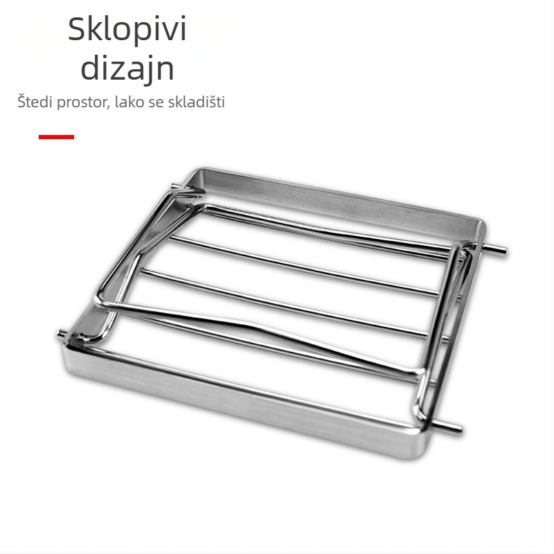 Stalak za roštilj i posude od nehrđajućeg čelika, prijenosni sklopivi rega za kuhinju i vanjsku upotrebu
