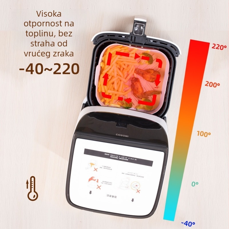 Kvadratna posuda za air fryer sa silikonskim posudom i grill podlogom