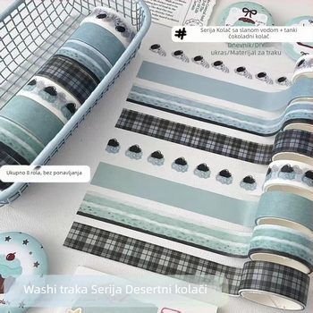 Izvorna karirana Washi traka, korejski stil, minimalistička dekoracija dnevnika, DIY ljepljiva traka