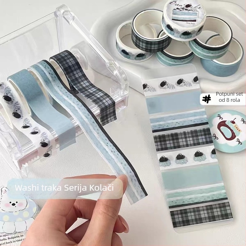 Izvorna karirana Washi traka, korejski stil, minimalistička dekoracija dnevnika, DIY ljepljiva traka