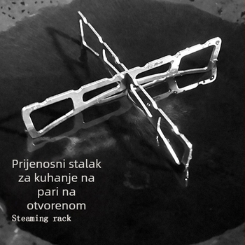 Križni stalak od nehrđajućeg čelika za parenje, za kampiranje i kuhanje, prijenosni držač lonaca i posuda za paru