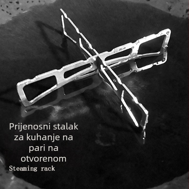 Križni stalak od nehrđajućeg čelika za parenje, za kampiranje i kuhanje, prijenosni držač lonaca i posuda za paru